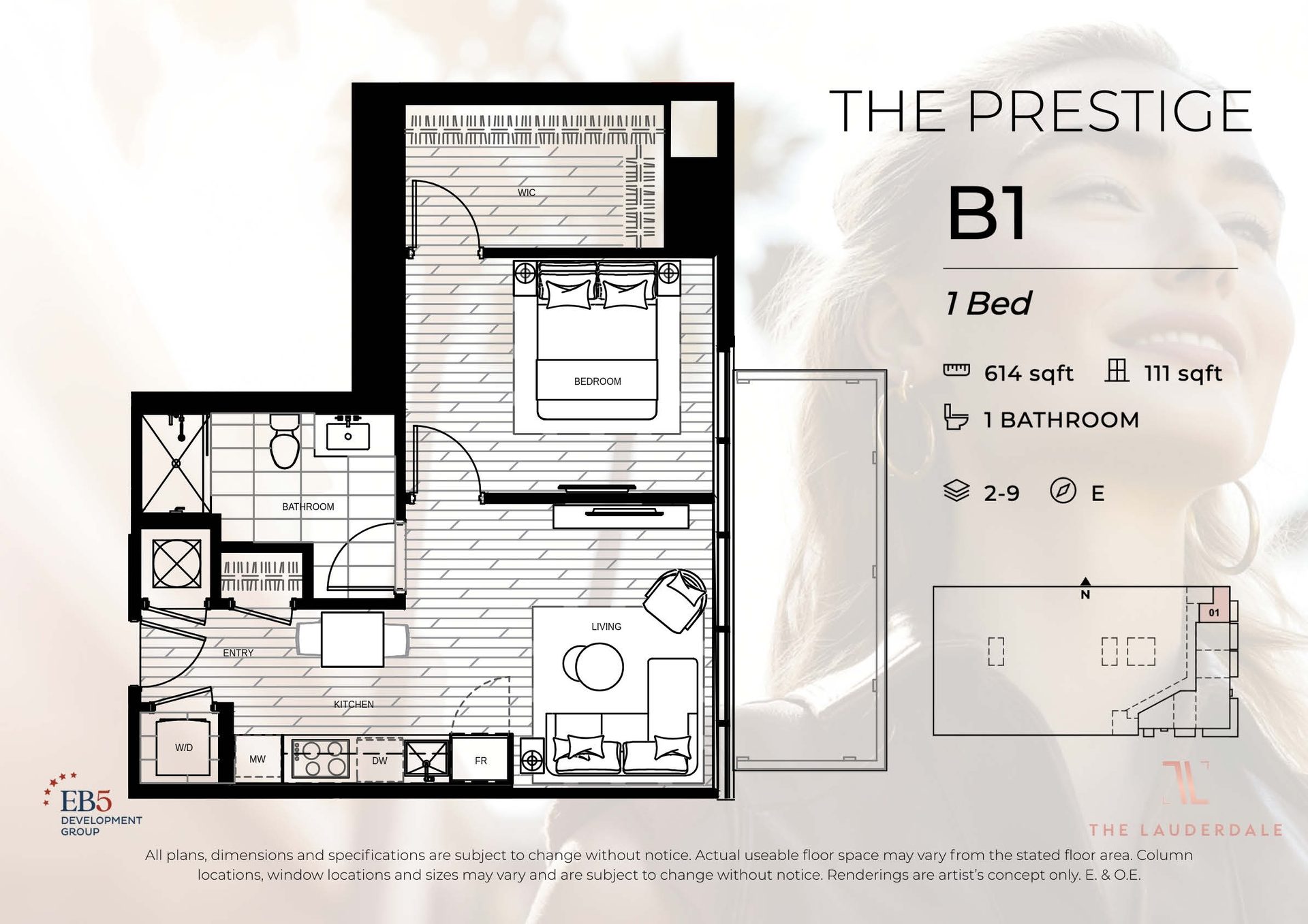 The Prestige B1 — 1 Bed Floor Plan