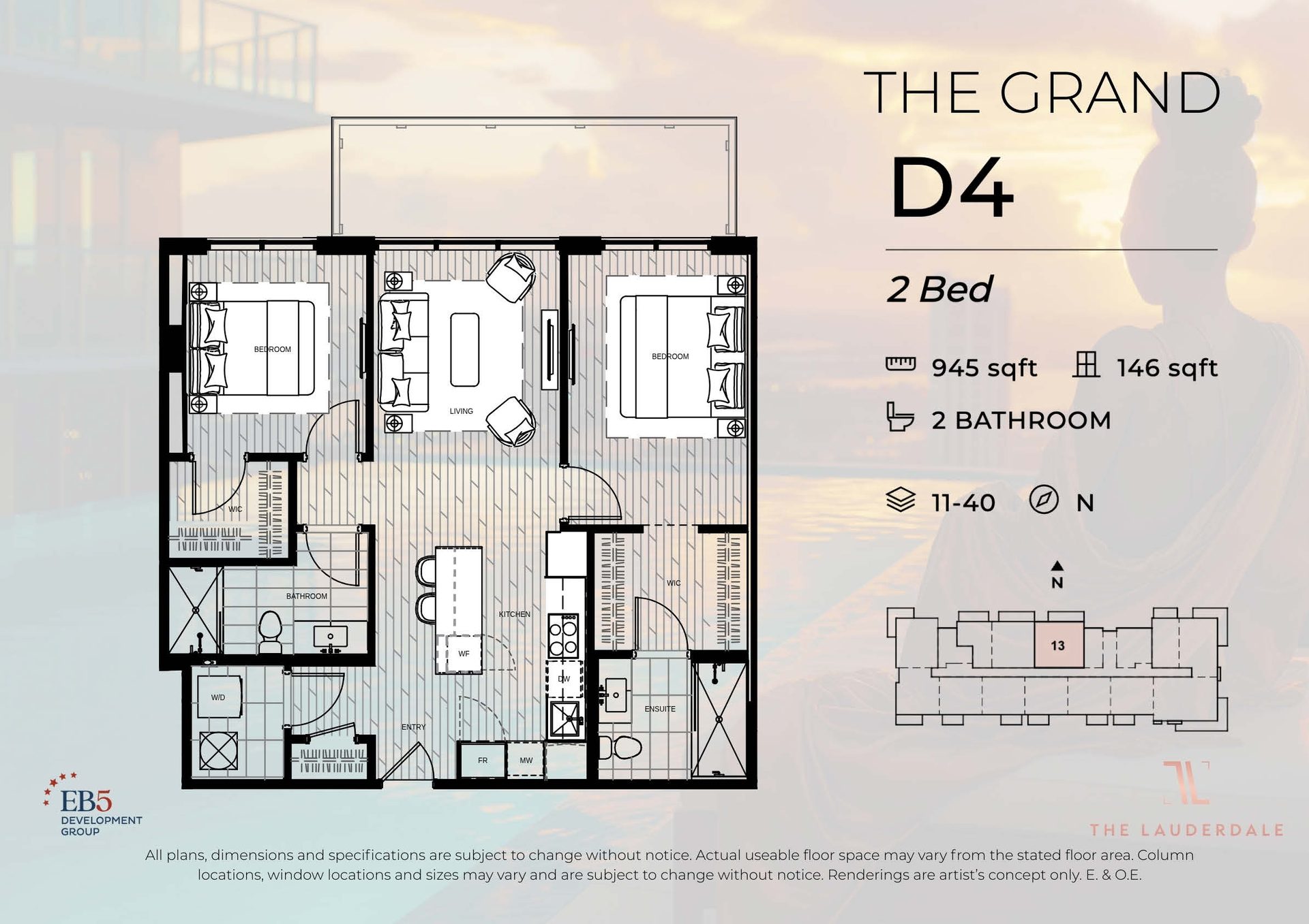 The Grand D4 — 2 Bed Floor Plan