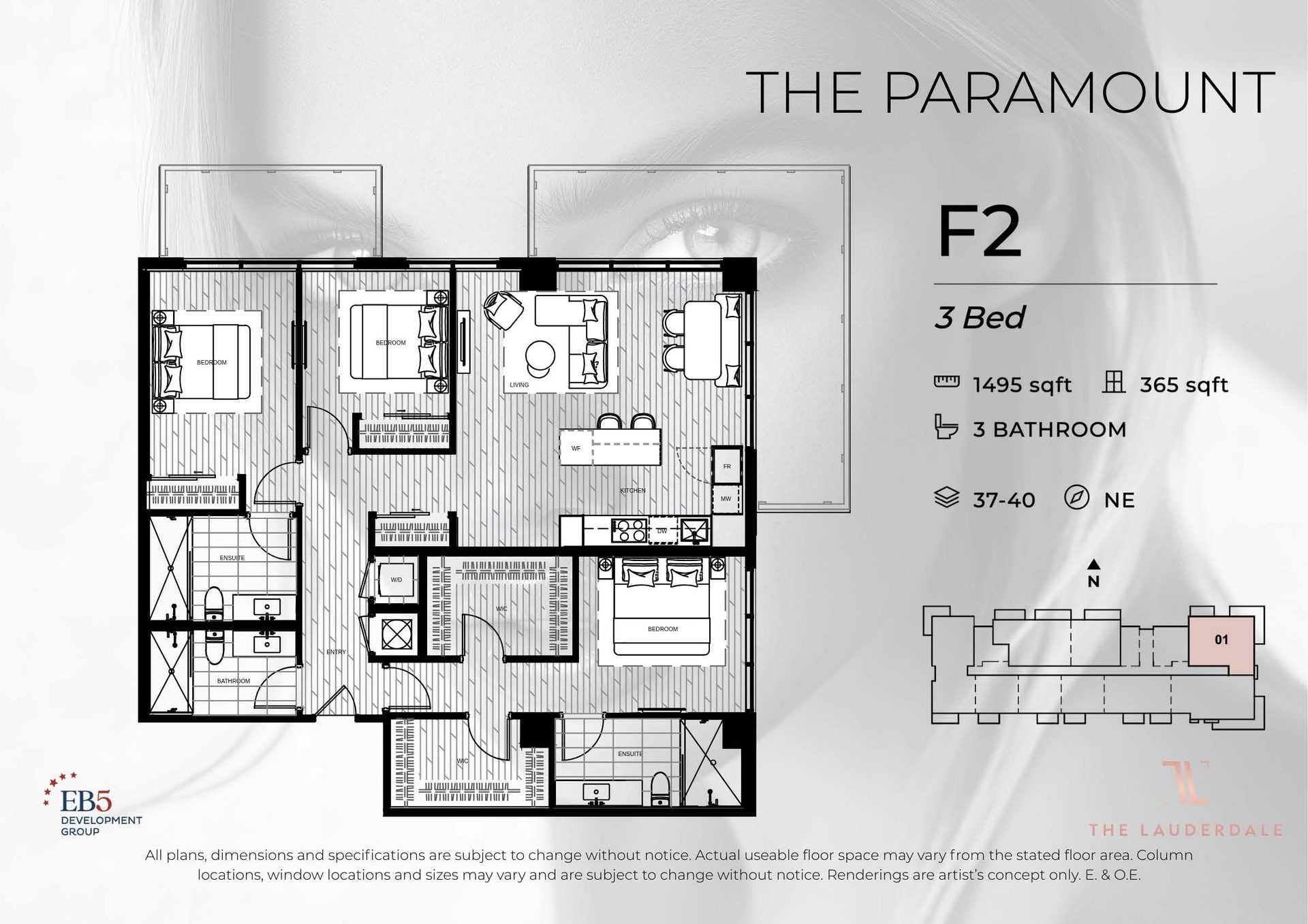 The Paramount F2 — 3 Bed Floor Plan