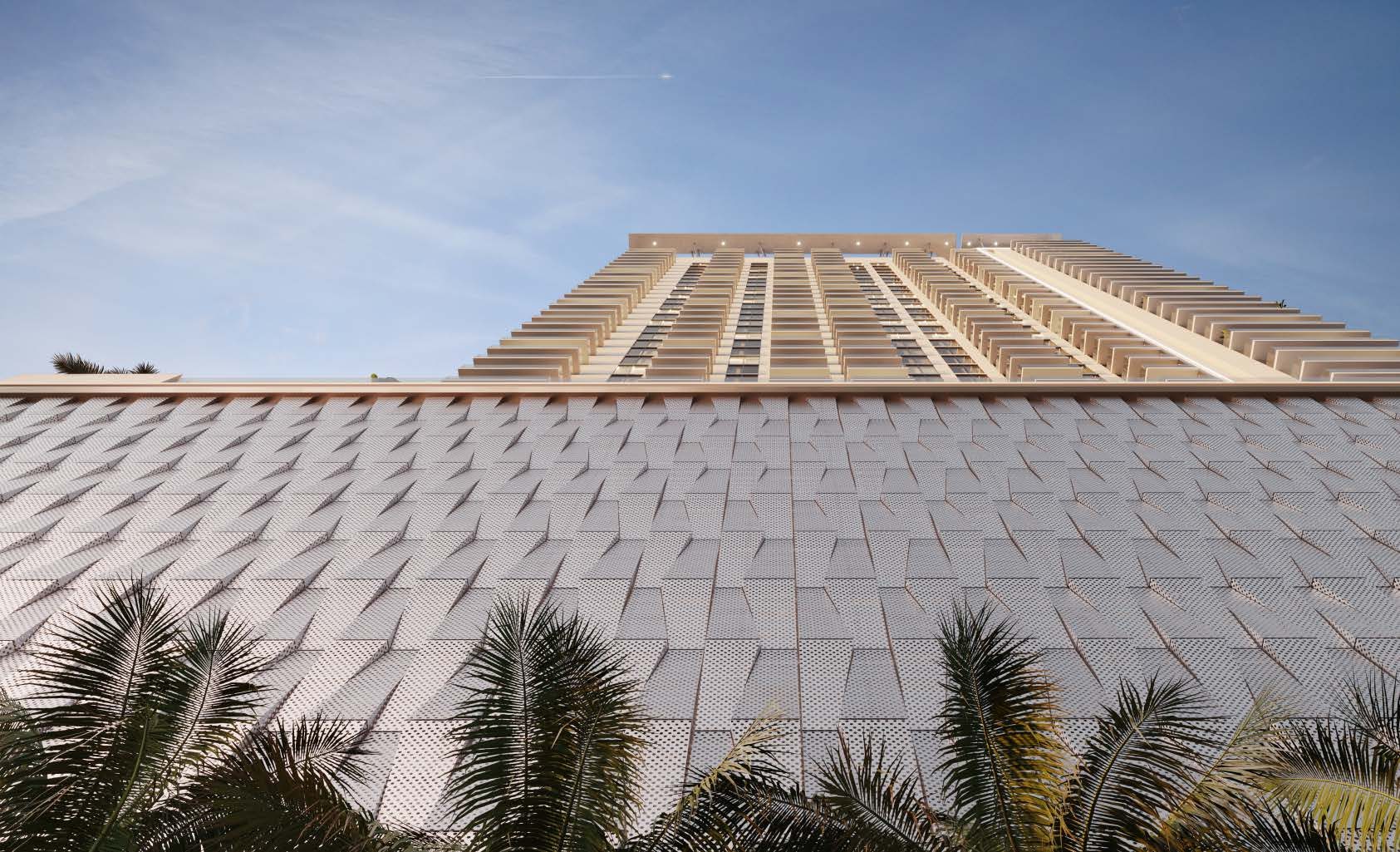 The Lauderdale tower exterior, daytime architectural rendering
